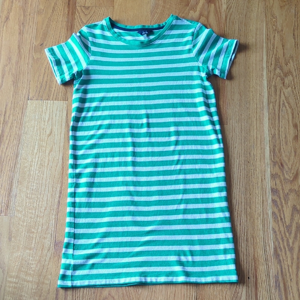 Joules Green and White Striped Shirt Dress